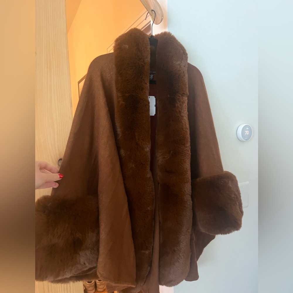 Saks off fifth brown fur sweater / poncho! So soft